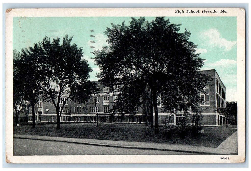 1956 High School Exterior Building Nevada Missouri MO Vintage Antique Postcard