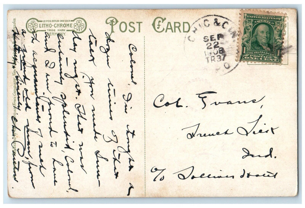1908 Boyhood Home Thomas A. Hendricks Exterior Snow Shelbyville Indiana Postcard