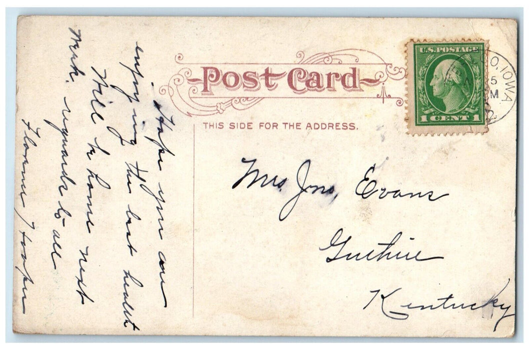 1912 Boating Cedar Canoe Boat Bridge Exterior River Lake Waterloo Iowa Postcard