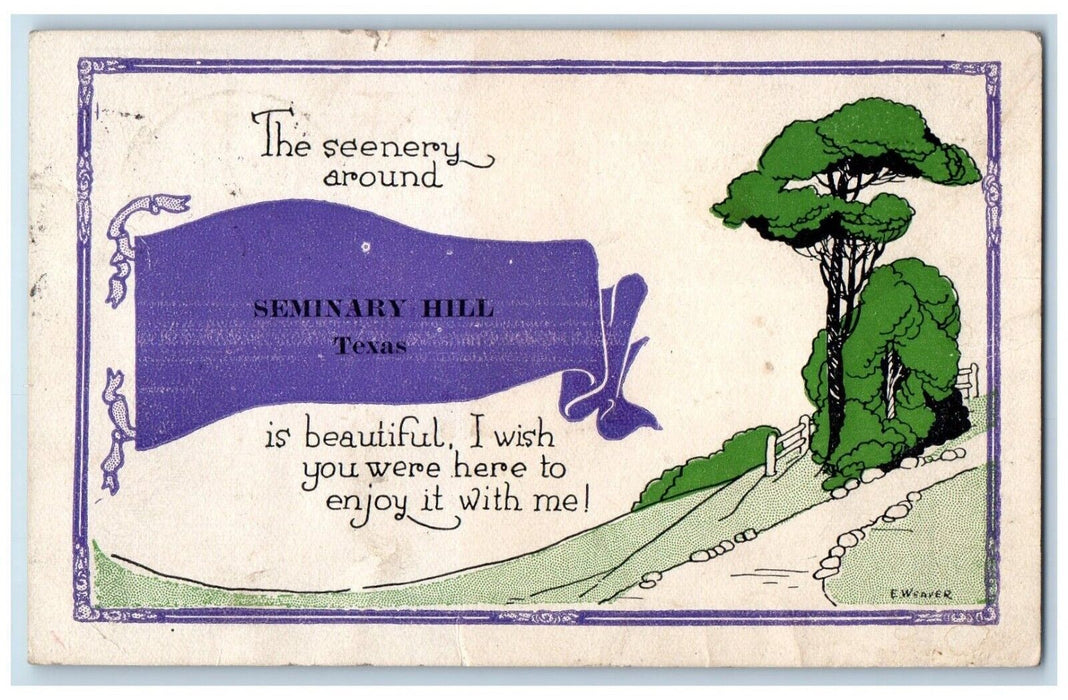 1923 Seenery Around Seminary Hill Texas TX Arts Crafts Vintage Antique Postcard