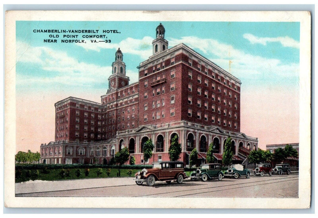 c1920 Chamberlin-Vanderbilt Hotel Old Point Comfort Norfolk Virginia VA Postcard