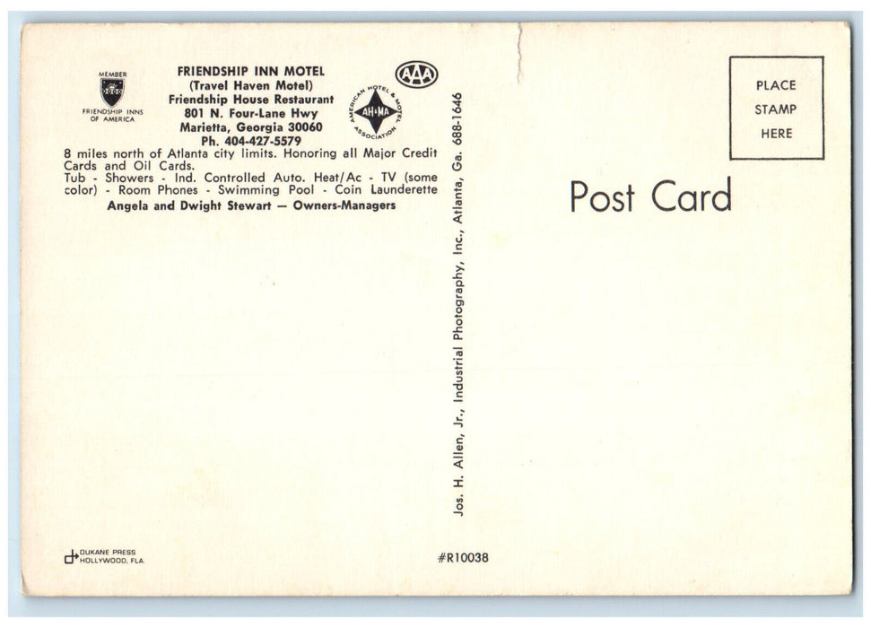c1960's Friendship Inn Travel Haven Motel Marietta GA Multiview Postcard