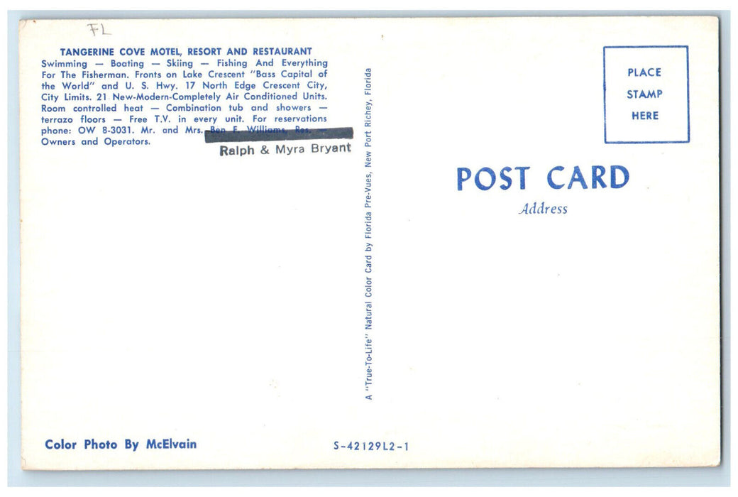 c1950's Tangerine Cove Motel Resort and Restaurant Florida FL Multiview Postcard