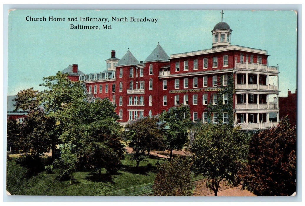 c1912 Church Home Infirmary Building North Broadway Baltimore Maryland Postcard