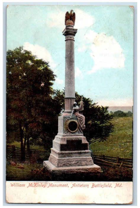 1905 William McKinley Monument Antietam Battlefield Maryland MD Vintage Postcard