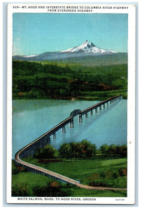 1986 Mt. Hood Bridge White Salmon Washington to Hood River Oregon OR Postcard
