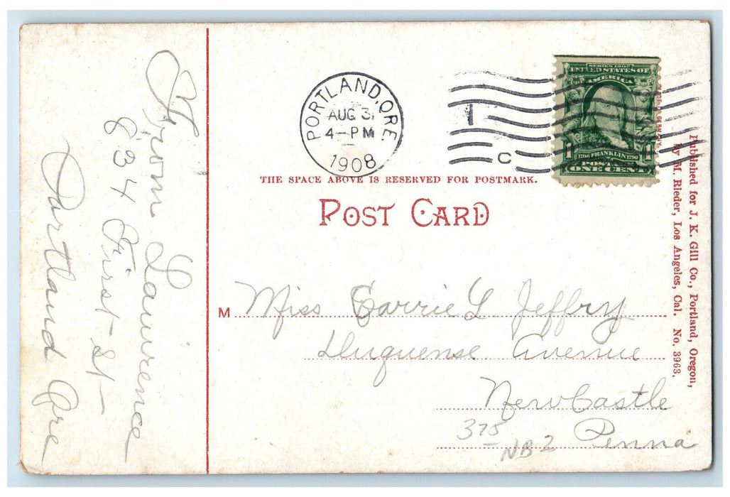 1908 Aerial View Houses Sea Road Astoria Oregon OR Posted Antique Postcard