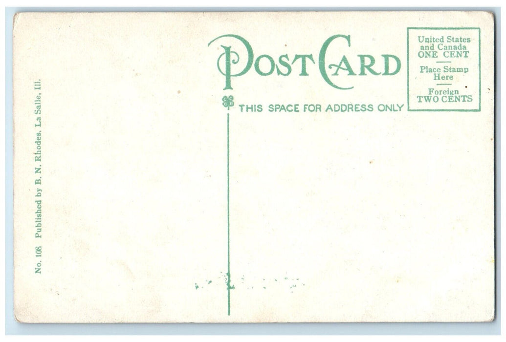 1910 Sketch Deer Prank Falls River Lake Bridge La Salle Ottawa Illinois Postcard