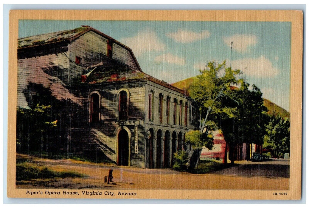 c1940 Exterior View Piper's Opera House Virginia City Nevada NV Vintage Postcard