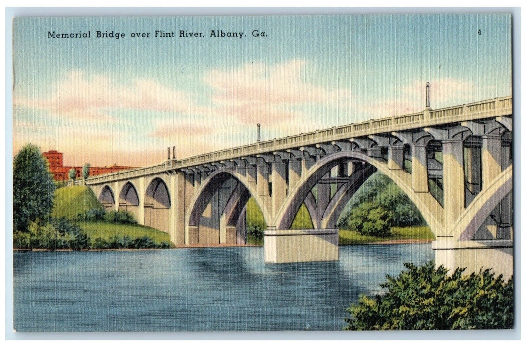 c1930's View Of Memorial Bridge Over Flint River Albany Georgia GA Postcard