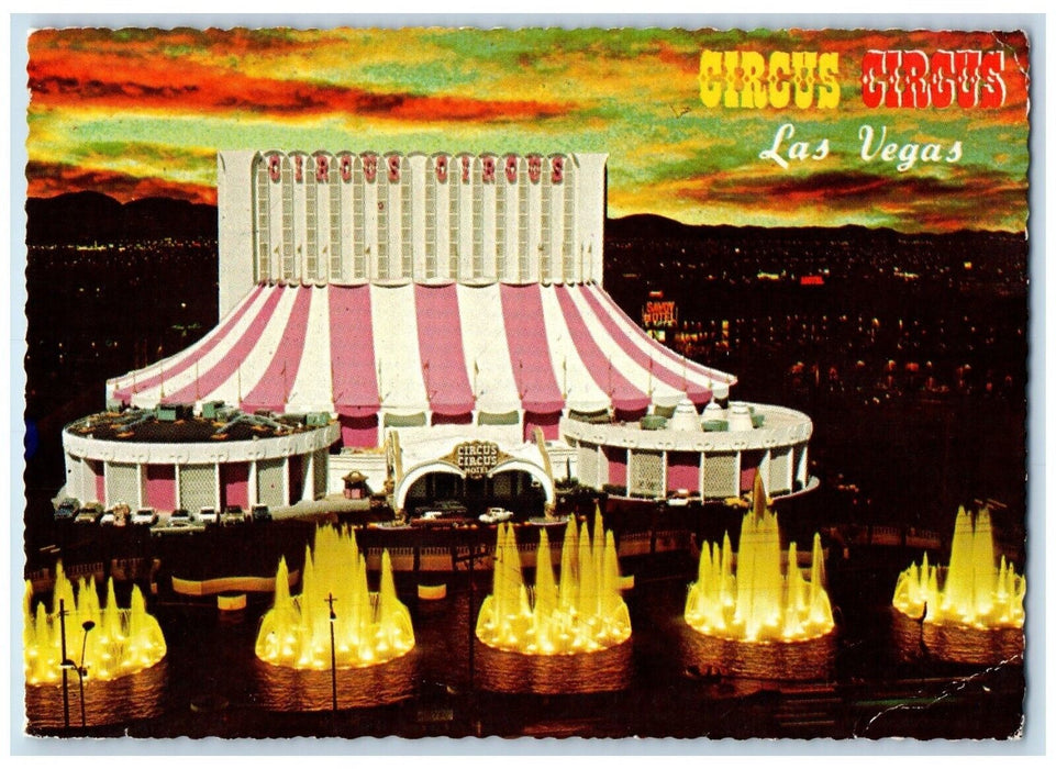 1956 Picturesque Night Circus Circus Las Vegas Nevada Antique Vintage Postcard