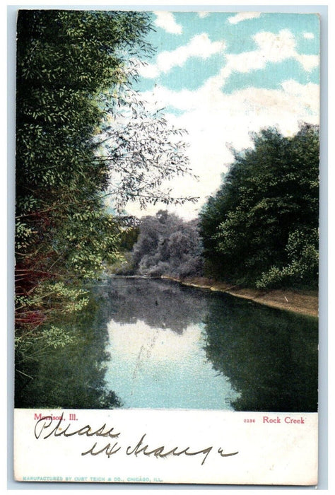 1907 Rock Creek River Lake Trees Merrison Illinois IL Vintage Antique Postcard