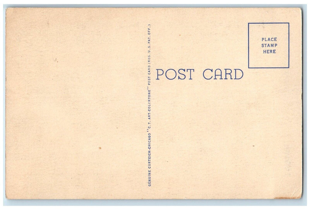 c1940 New Hotel Lawrence Fireproof Rooms Lawrenceville Illinois Vintage Postcard