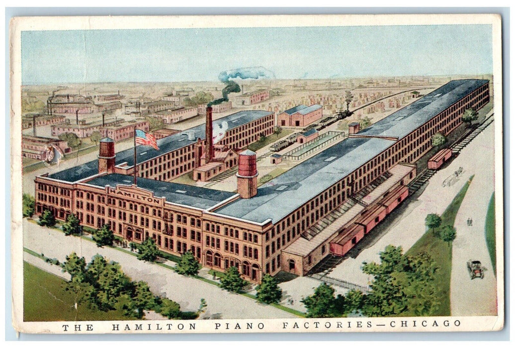 c1910 Hamilton Piano Factories Exterior Building Road Chicago Illinois Postcard