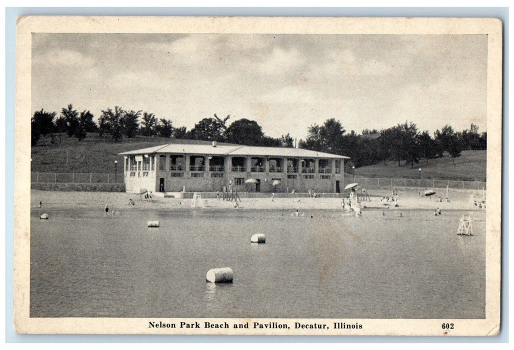 c1940 Nelson Park Beach Pavilion Exterior Building Decatur Illinois IL Postcard
