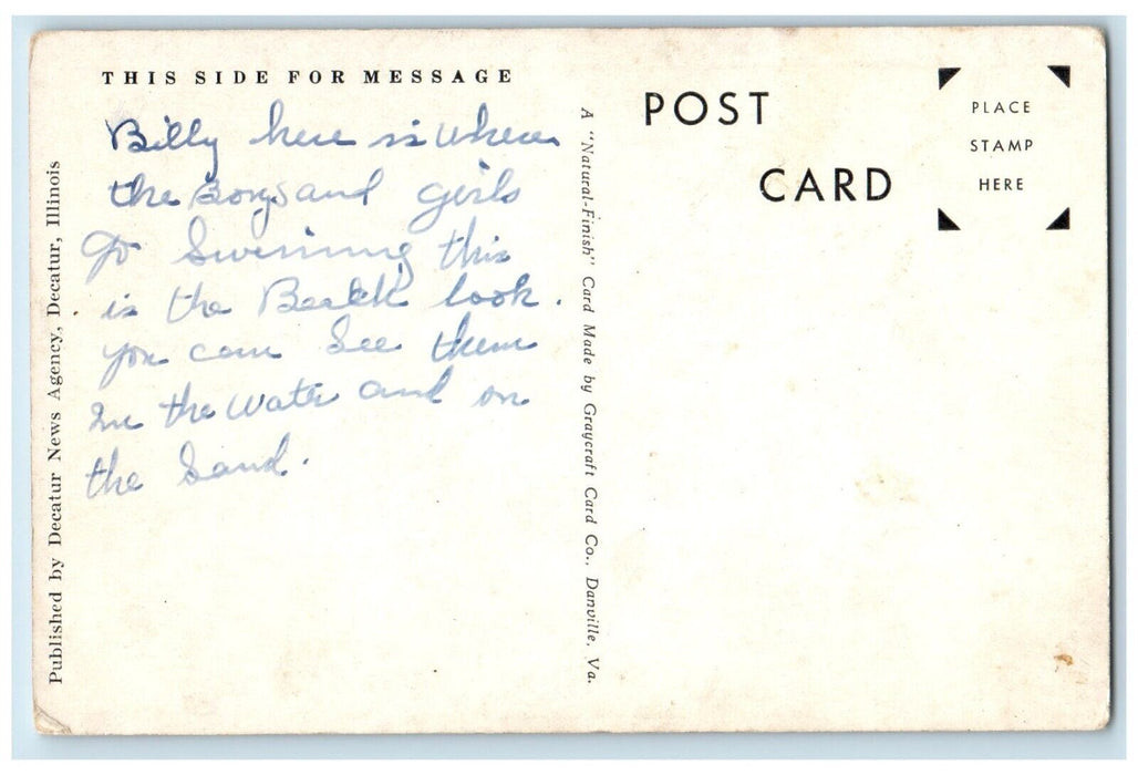 c1940 Nelson Park Beach Pavilion Exterior Building Decatur Illinois IL Postcard