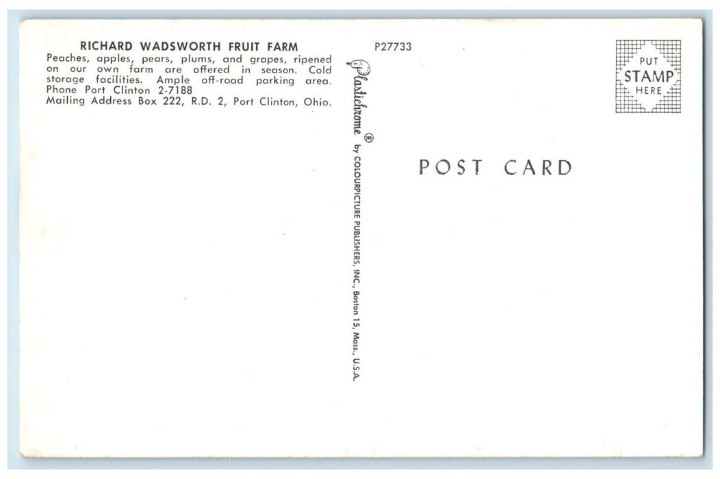 1960 Richard Wadsworth Fruit Farm Marblehead Peninsula Clinton Ohio OH Postcard