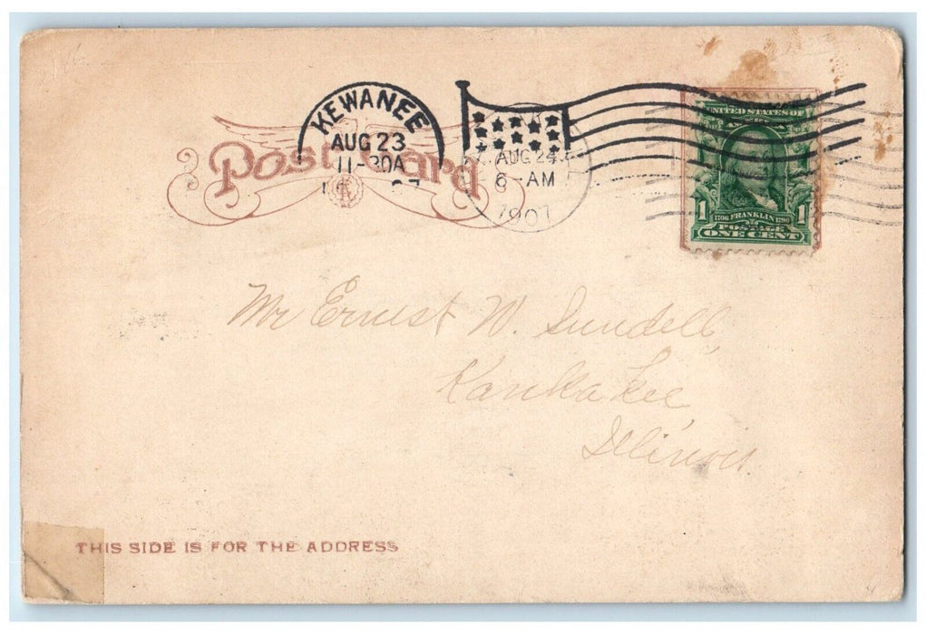 1907 Prospect St. Looking West Street Road Kewaunee Illinois IL Vintage Postcard