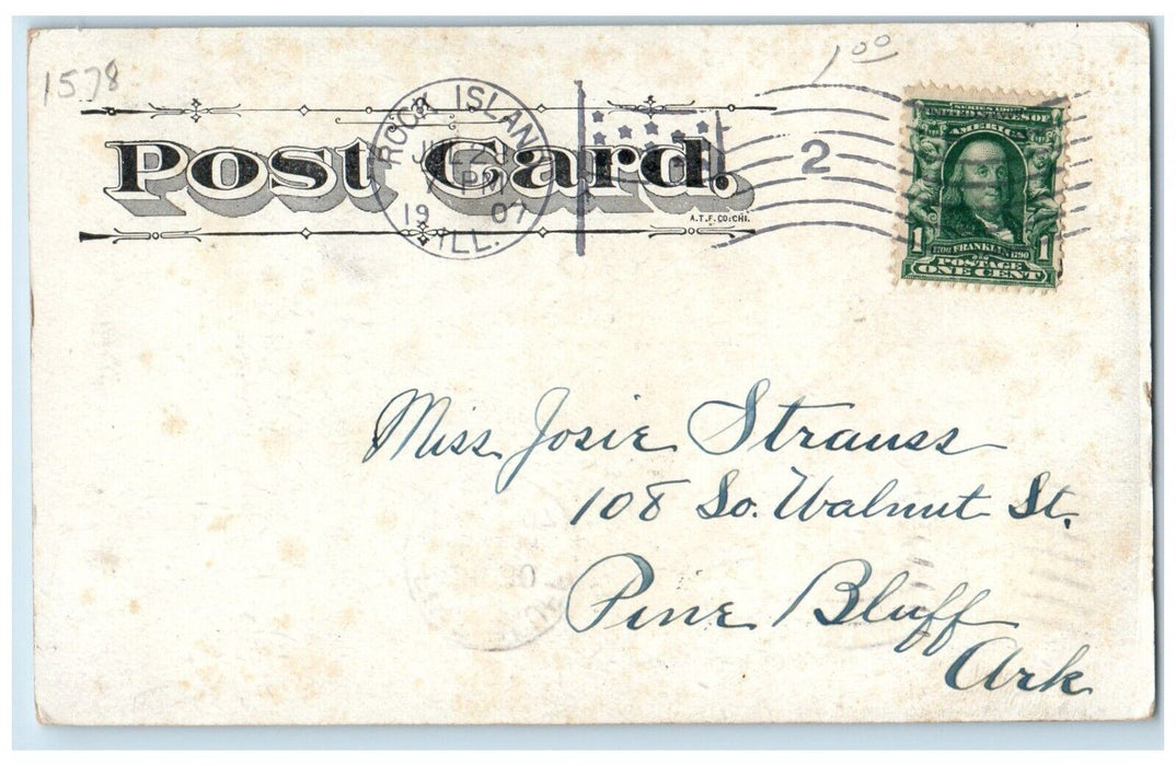 1907 Old Mill Exterior Building River Lake Rock Island Arsenal Illinois Postcard