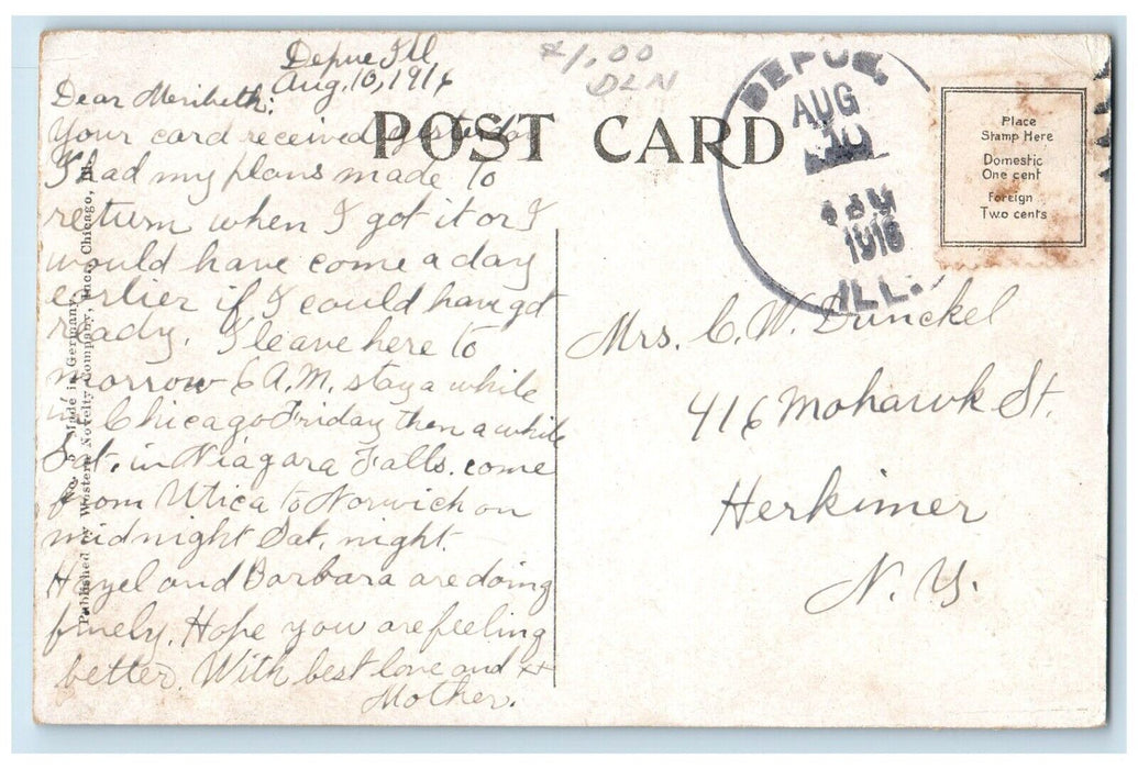 1916 Eagle Cliff Starved Rock La Salle County Illinois Vintage Antique Postcard