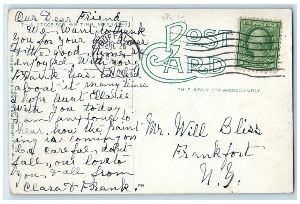 1911 Scene River View Park Road Trees Bicycle Quincy Illinois Vintage Postcard