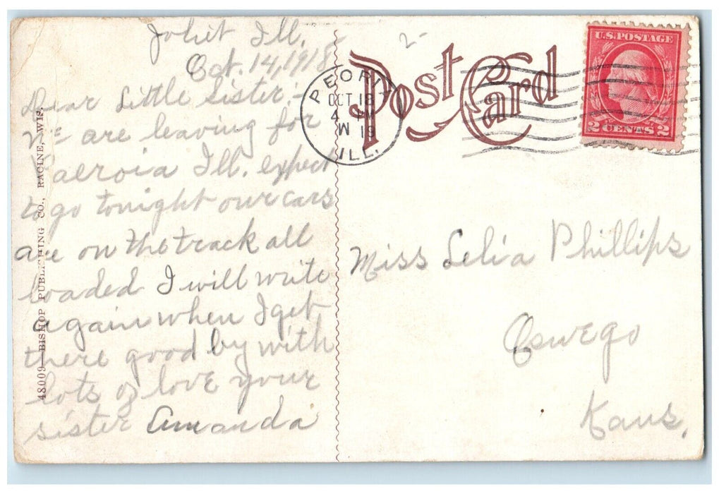 1919 Scenes Auto Trip Canoe Boat River Joliet Illinois Vintage Antique Postcard