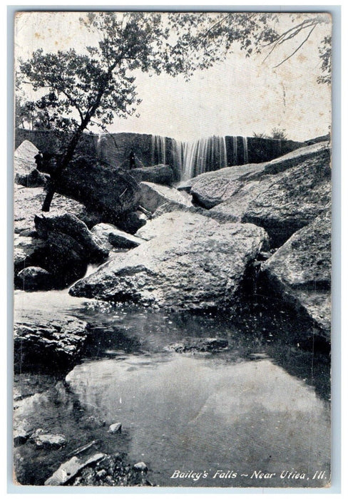 1909 Bailey's Falls Rock River Lake Utica Illinois IL Vintage Antique Postcard