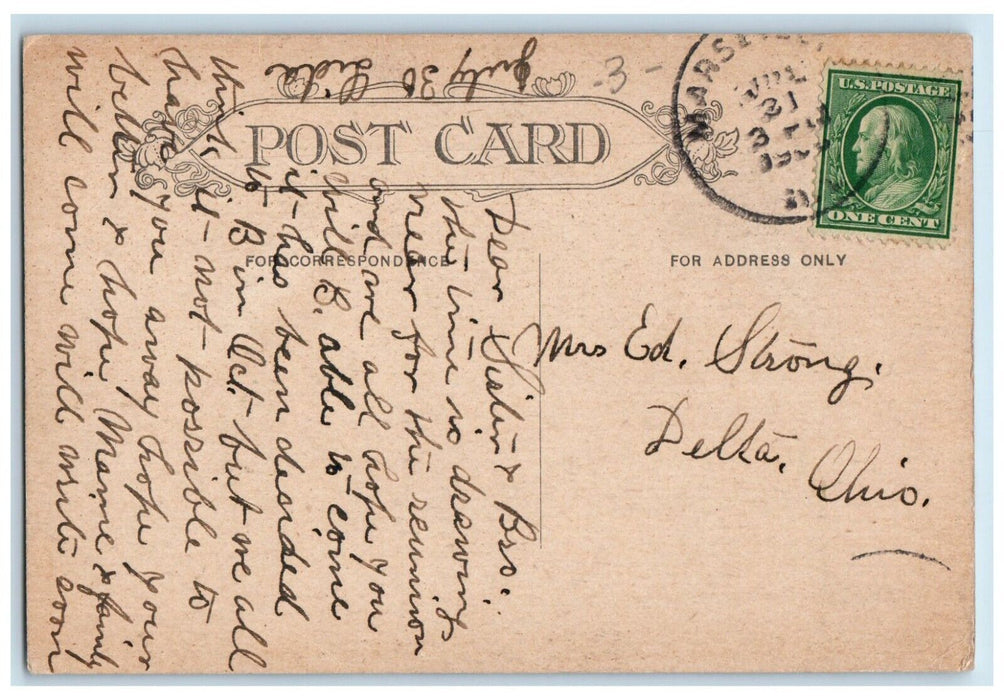 1909 Bailey's Falls Rock River Lake Utica Illinois IL Vintage Antique Postcard