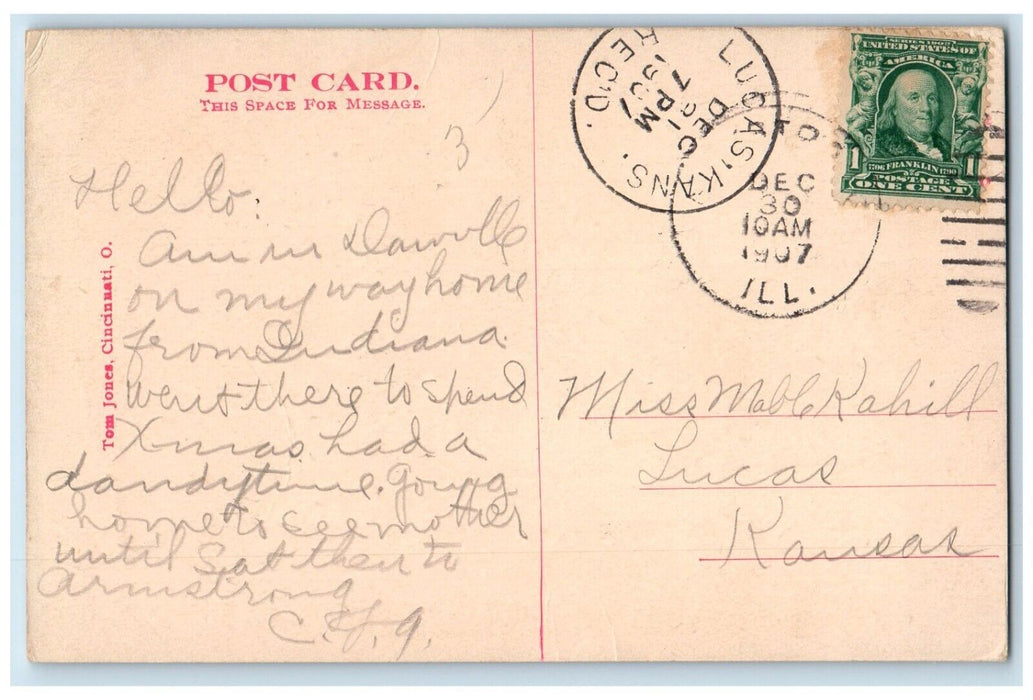 1907 Springhill Cemetery River Lake Danville Illinois Vintage Antique Postcard