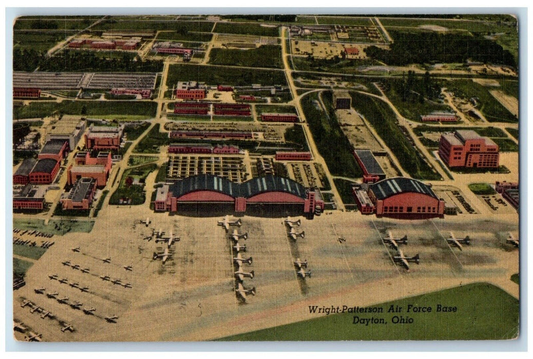 1957 Aerial View Wright Patterson Air Force Base Dayton Ohio OH Antique Postcard