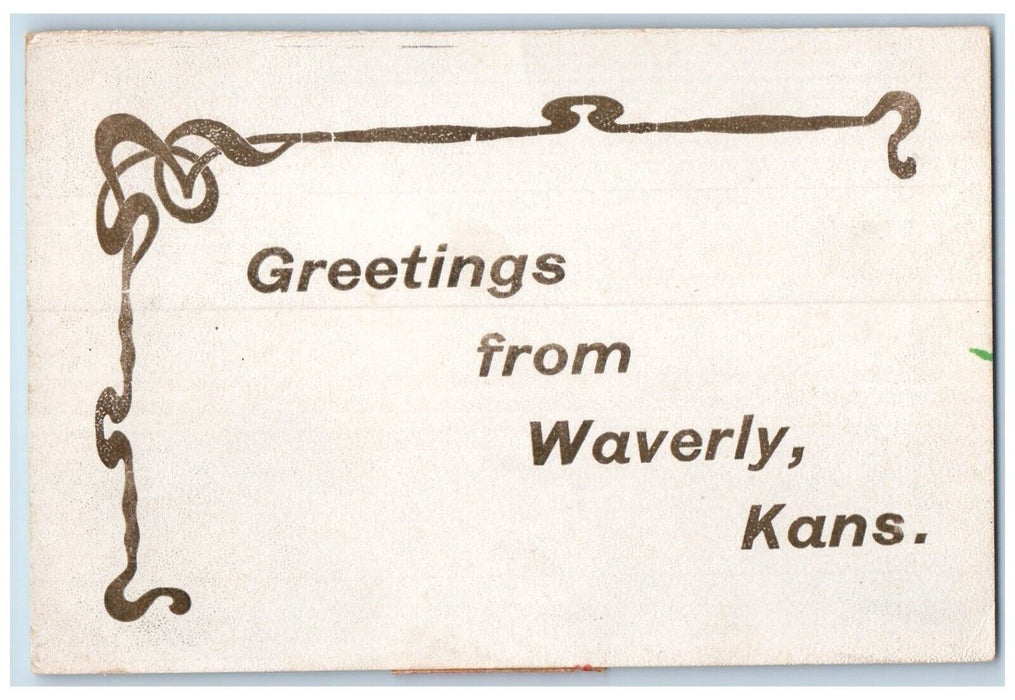 c1905 Greetings From Waverly Kansas KS Unposted Antique Postcard