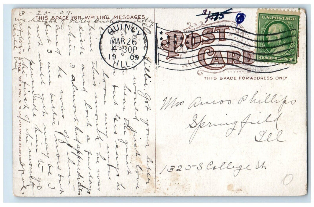 1909 Adams County Court House Quincy Illinois IL Postcard
