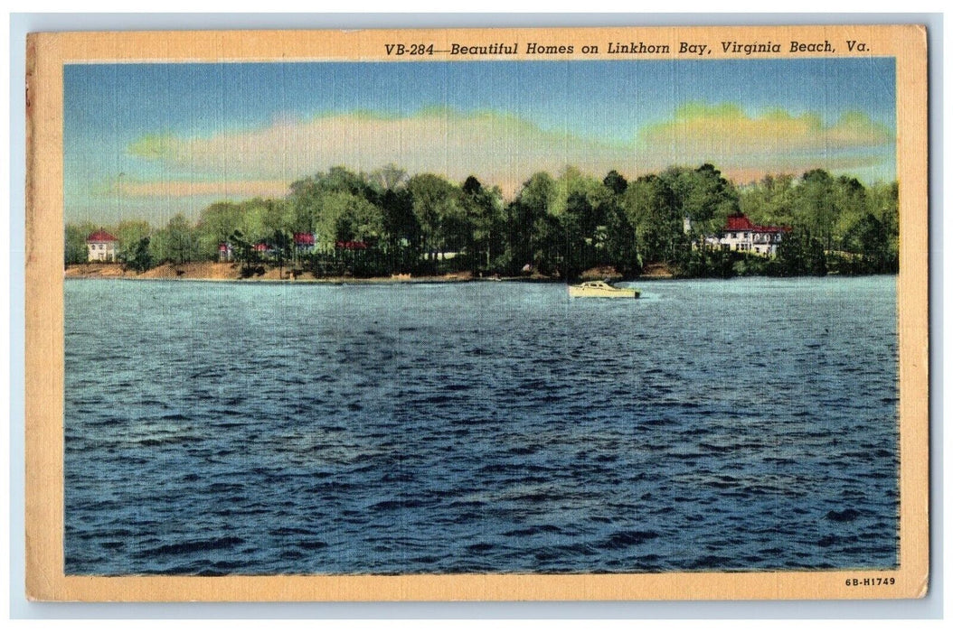 c1940's Beautiful Homes On Linkhorn Bay Virginia Beach Virginia VA Postcard