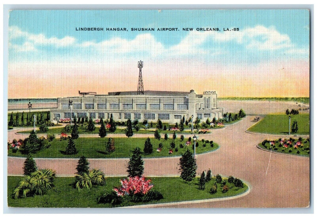 c1930's Lindergh Hangar Shushan Airport New Orleans Louisiana LA Postcard