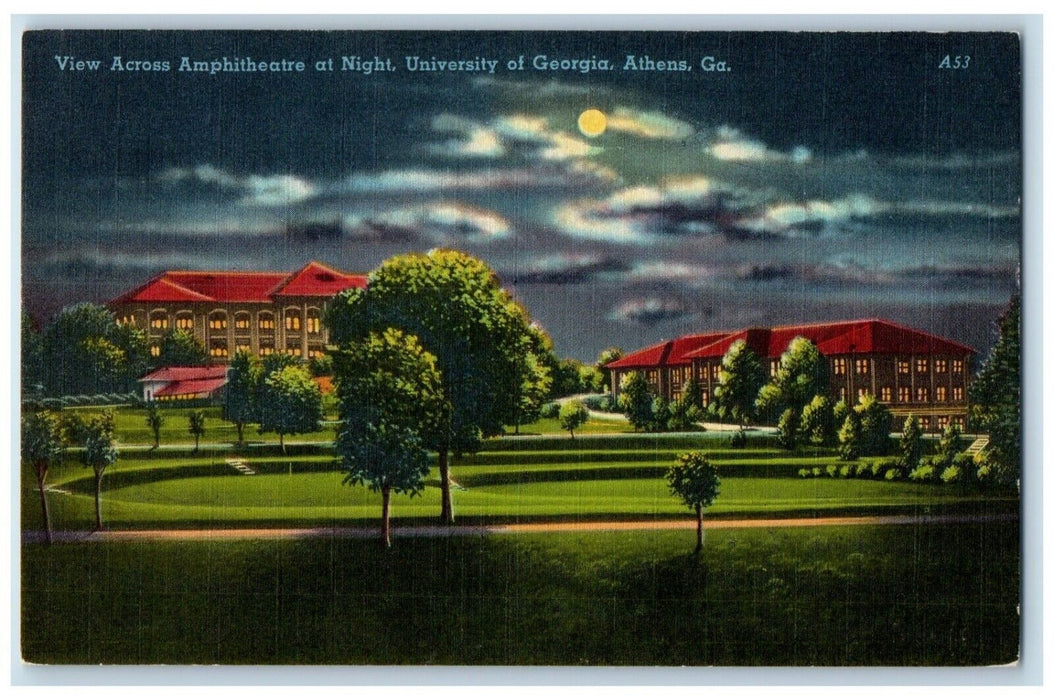 View Across Amphitheater At Night University Of Georgia Athens GA Postcard