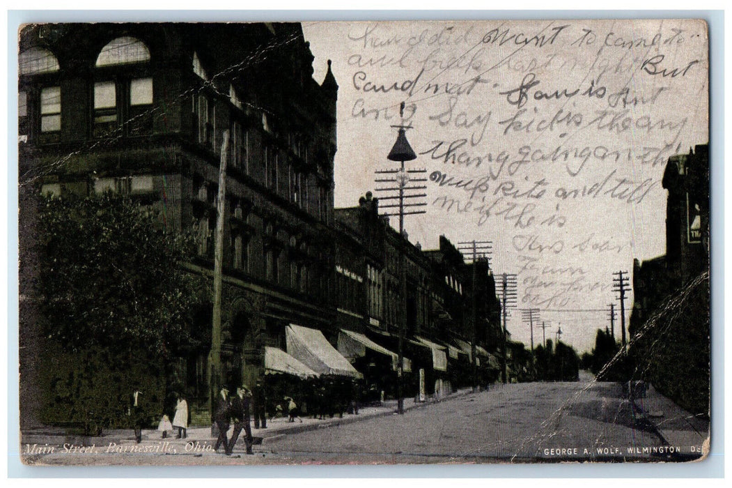 c1910 Main Street Barnesville Ohio OH Nashville IN Antique Posted Postcard