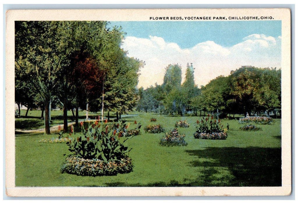 c1920's Flower Beds Yoctangee Park Chilicothe Ohio OH Antique Unposted Postcard