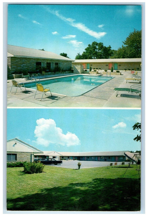 1962 The Campbell House Motel Swimming Pool Delaware OH Multiview Postcard