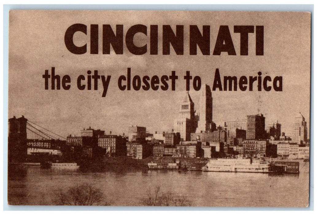 c1940's Cincinnati The City Closest to America Ohio OH Vintage Postcard