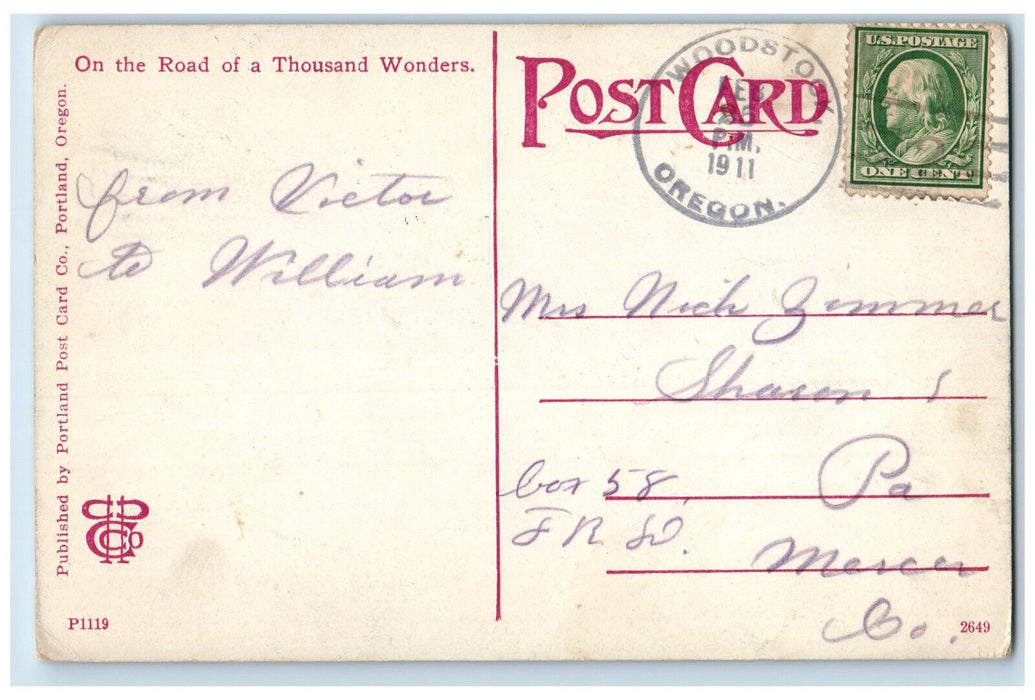 1910 A Single Oregon Fir Cut In Sections for Transportation Sharon PA Postcard