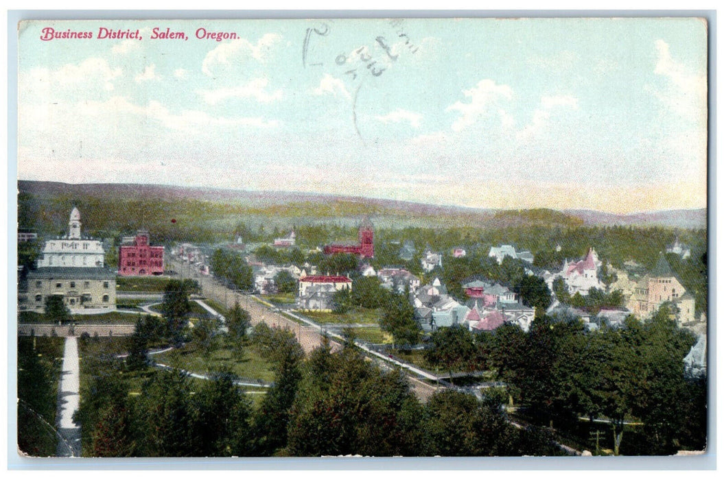 1913 General View Business District Salem Oregon OR Antique Posted Postcard