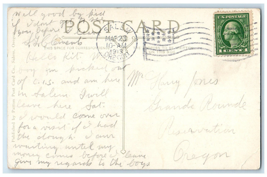 1913 General View Business District Salem Oregon OR Antique Posted Postcard