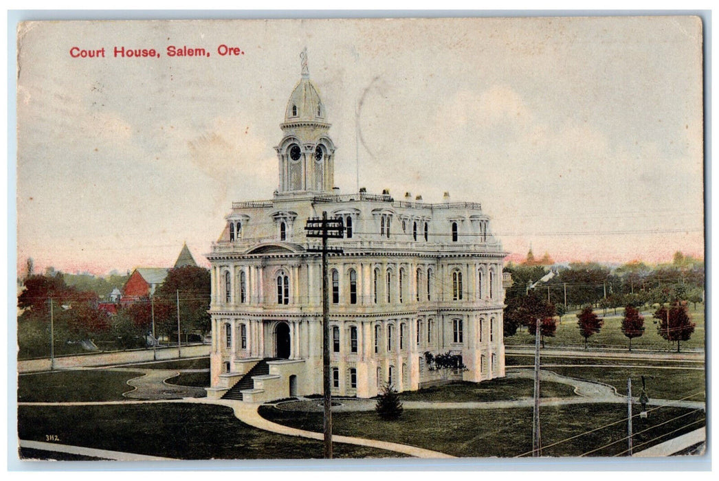 1912 View of Entrance to Court House Salem Oregon OR Antique Posted Postcard