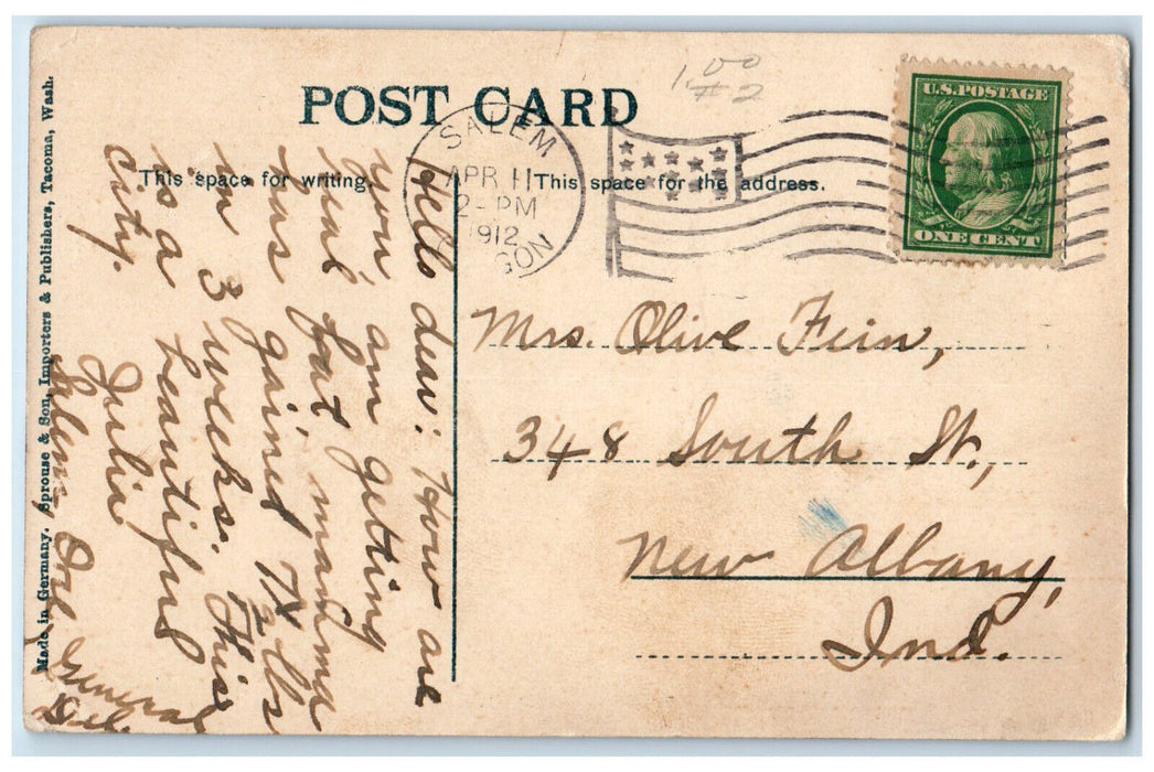 1912 View of Entrance to Court House Salem Oregon OR Antique Posted Postcard
