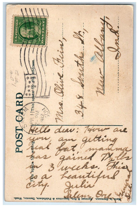 1912 View of Entrance to Court House Salem Oregon OR Antique Posted Postcard