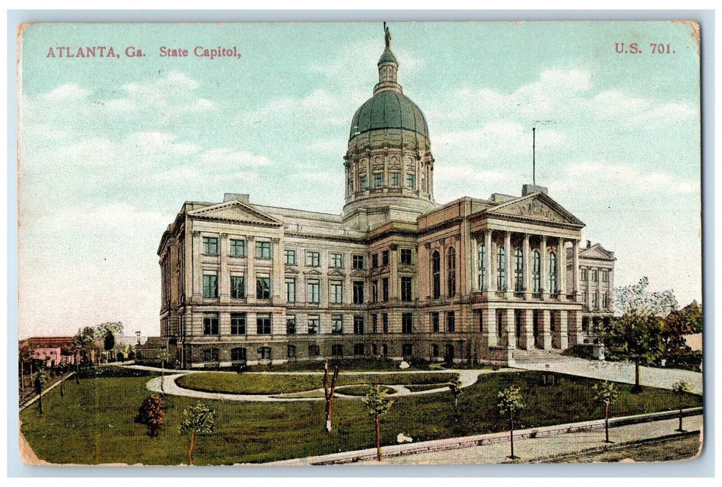 1909 View Of State Capitol Building Atlanta Georgia GA Posted Antique Postcard