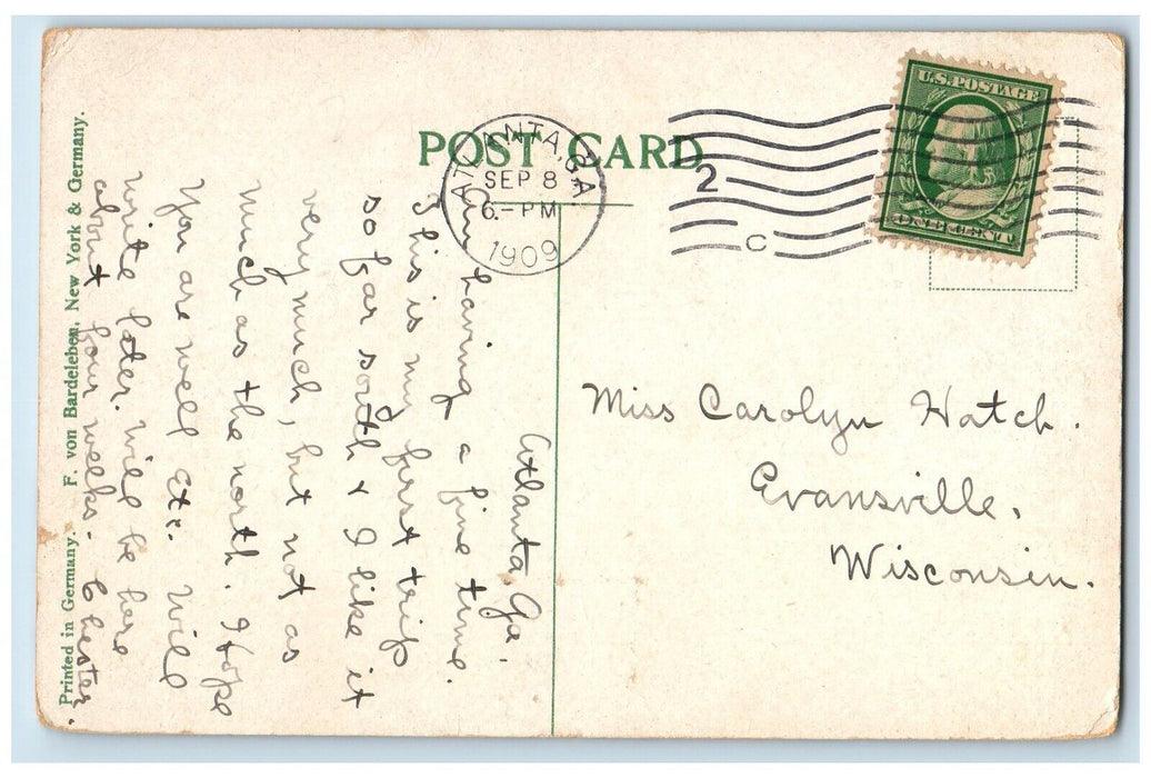 1909 View Of State Capitol Building Atlanta Georgia GA Posted Antique Postcard