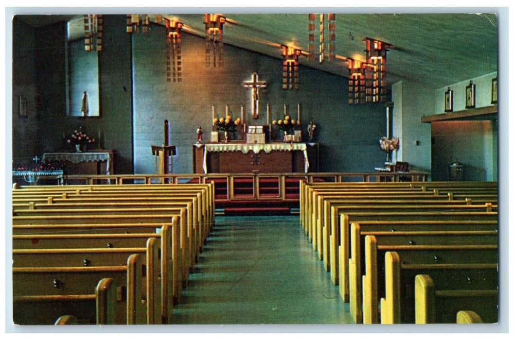 c1950's Catholic Shrine Interior View Cross Indian River Michigan MI Postcard