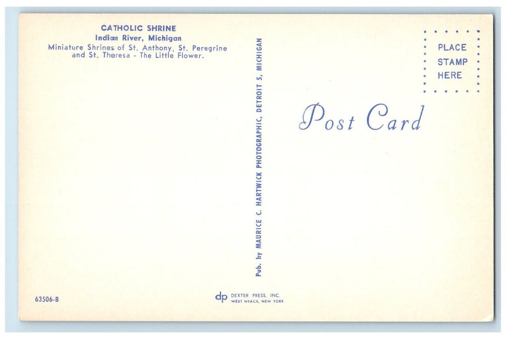 Catholic Shrine St. Anthony St. Peregrine St. Theresa Indian River MI Postcard