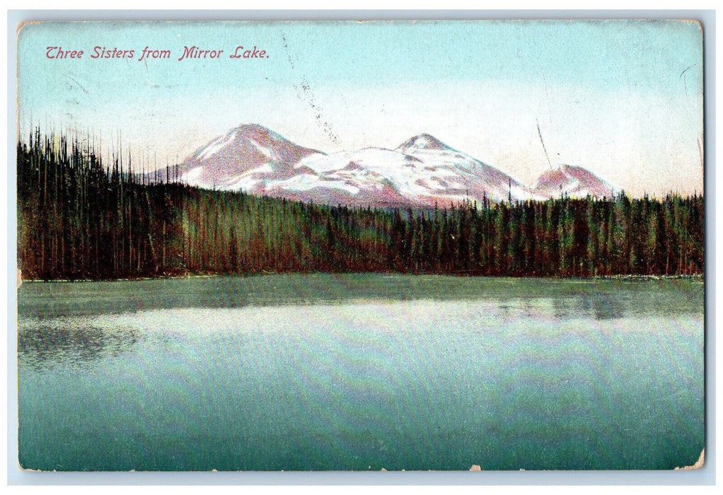 1910 Three Sisters from Mirror Lake Astoria Oregon OR Antique Postcard